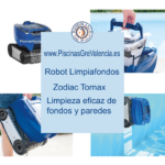 Robot limpiafondos automático de piscinas, Zodiac Tornax . Limpieza eficaz de fondo y paredes. Puedes encontrarlo en la Tienda Online de PiscinasGreValencia.