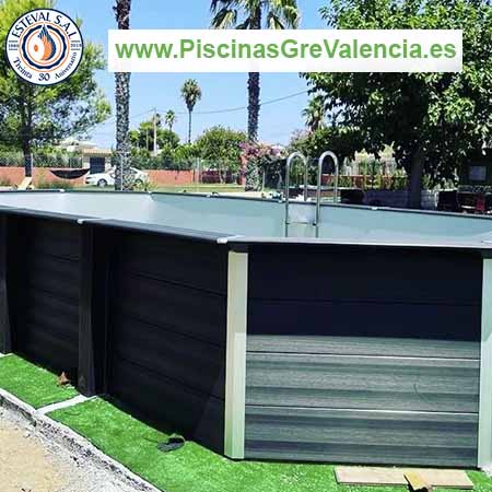 Instalación de piscina desmontable Gre de composite KPCOV80